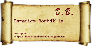 Daradics Borbála névjegykártya